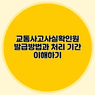 교통사고사실확인원 발급방법과 처리 기간 이해하기