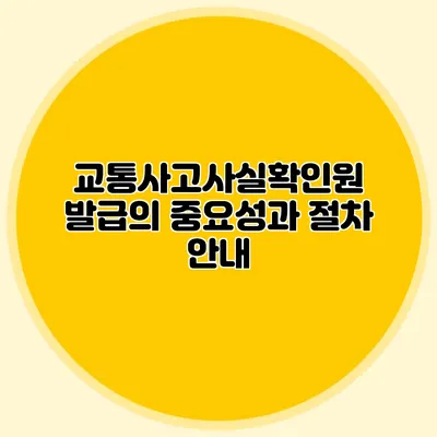 교통사고사실확인원 발급의 중요성과 절차 안내
