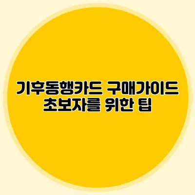 기후동행카드 구매가이드 초보자를 위한 팁