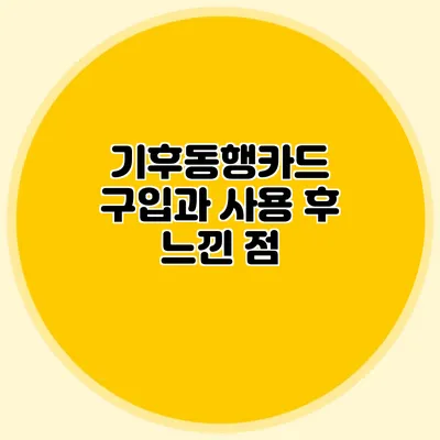 기후동행카드 구입과 사용 후 느낀 점