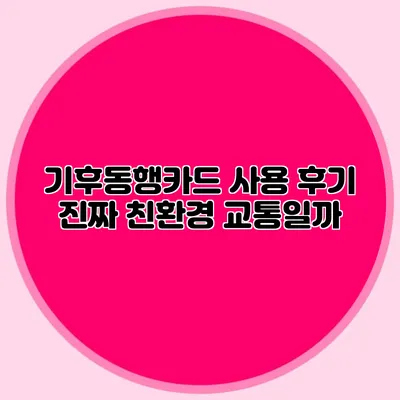 기후동행카드 사용 후기 진짜 친환경 교통일까?
