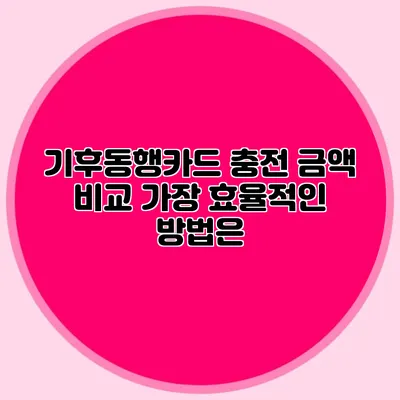 기후동행카드 충전 금액 비교 가장 효율적인 방법은?