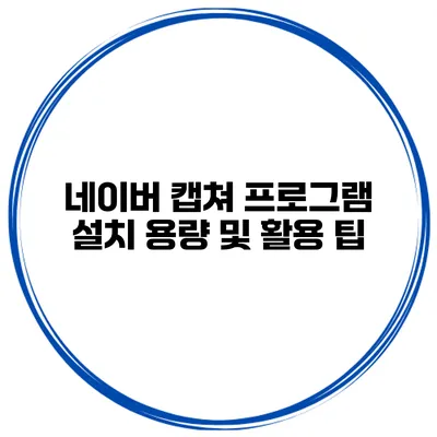 네이버 캡쳐 프로그램 설치 용량 및 활용 팁