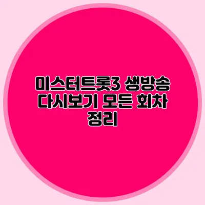 미스터트롯3 생방송 다시보기 모든 회차 정리