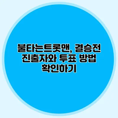 불타는트롯맨, 결승전 진출자와 투표 방법 확인하기