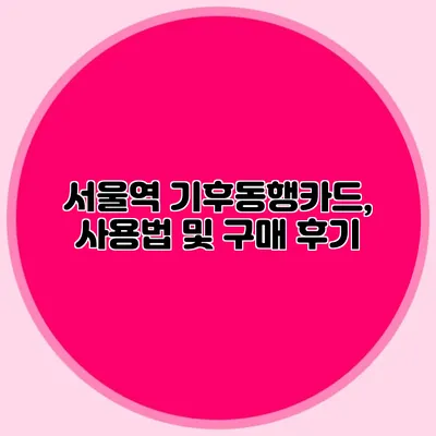 서울역 기후동행카드, 사용법 및 구매 후기