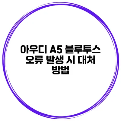 아우디 A5 블루투스 오류 발생 시 대처 방법
