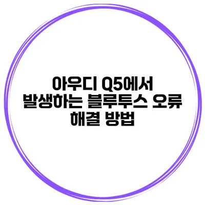 아우디 Q5에서 발생하는 블루투스 오류 해결 방법