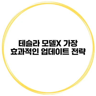 테슬라 모델X 가장 효과적인 업데이트 전략