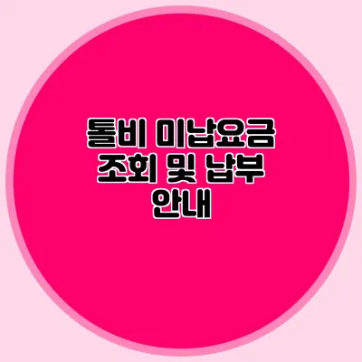 톨비 미납요금 조회 및 납부 안내