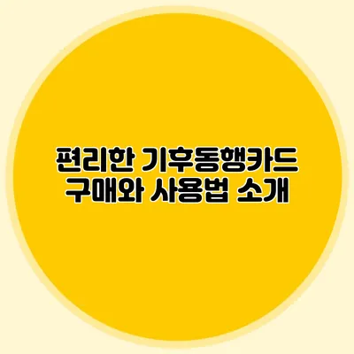 편리한 기후동행카드 구매와 사용법 소개