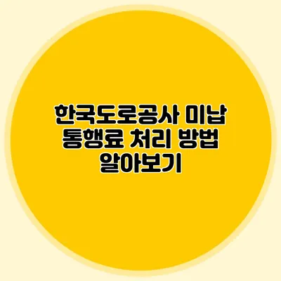 한국도로공사 미납 통행료 처리 방법 알아보기